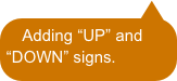 Adding “UP” and “DOWN” signs.