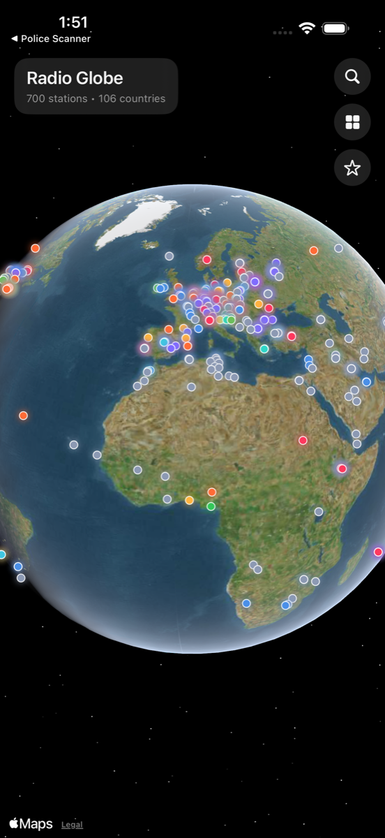 Radio Globe worldwide stations screenshot