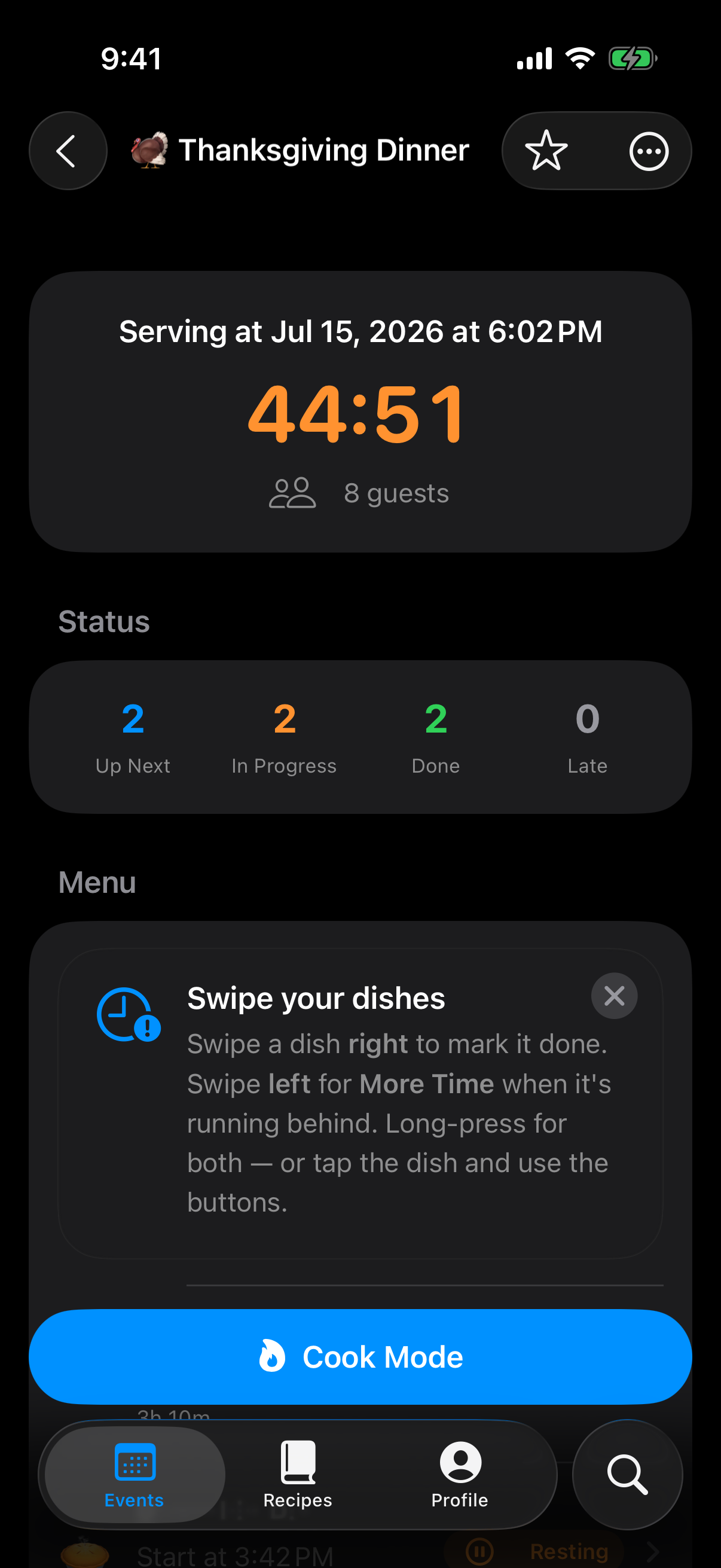 Event plan with the guest tracker