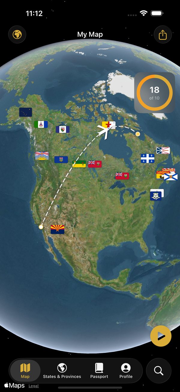 Roam America map with state flags