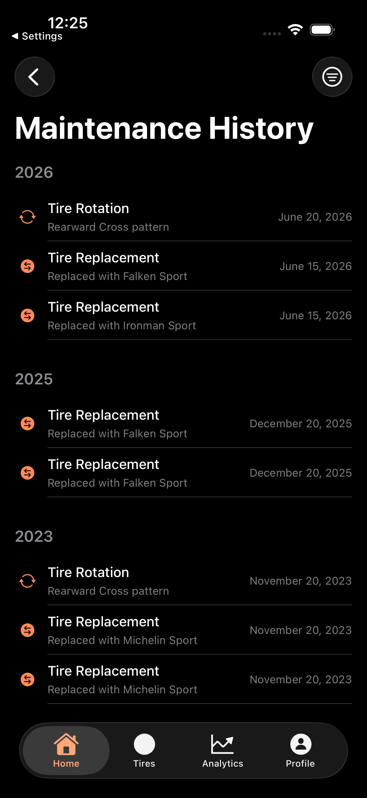 Maintenance log