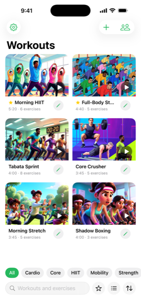 Your workout library with covers